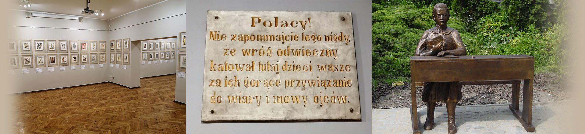 Muzeum, Sala wystaw, Tablica ze Szkoły Pomnika, 1938 r., Ławeczka Bronisławy Śmidowiczwny